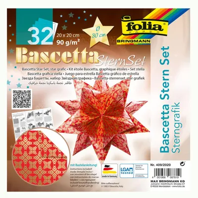Immagine prodotto di foglietto pieghevole Bascetta star, 200 x 200 mm, rosso / oro