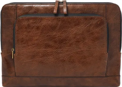 Produktbild von FOSSIL Leder Laptop Sleeve mit Laptopfach Dillon Laptop Folio Cognac braun