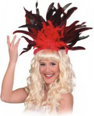 Samba Federschmuck rot Haarreif Karneval in Rio Fasching
