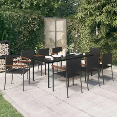 Produktbild von The Living Store 9-tlg. Garten-Essgruppe Schwarz