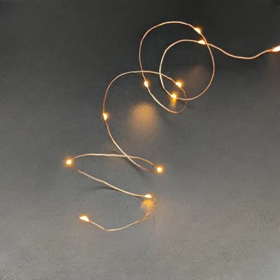 Produktbild von LED Kupferdraht Lichterkette 10 LEDs 90 cm extra warmweiß inkl. Batterien