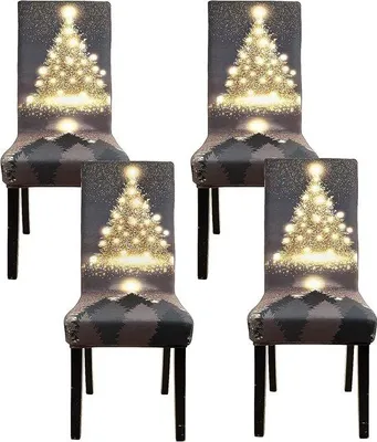 Productafbeelding van Famanu set van 4 stoelhoesjes, universeel toepasbaar, elastisch, afneembare stoelhoesjes - modern design