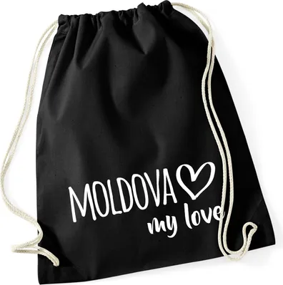 Produktbild von Huuraa Turnbeutel Moldova my love 12 Liter Black Baumwolle Rucksack Geschenkidee