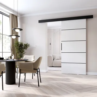 Obrázek produktu pro Interiérové dveře na stěnu BARRET 20 - 106 cm, bílé / černé