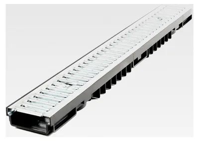 Produktbild von Rinne mit 60 mm Einbauhöhe, Schlitzrinne für Hofablauf, verzinkter Stahl, Bodenrinne, Flachrinne