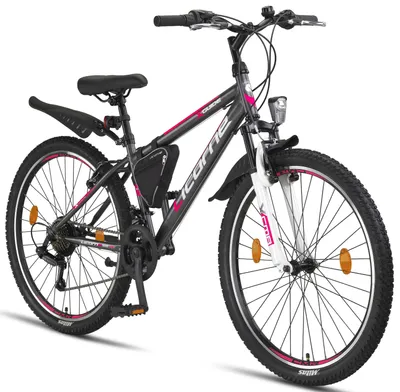 Immagine prodotto di Licorne Bike Guide Premium Mountainbike Shimano,Zoll:26;Farbe:Anthrazit/Rosa