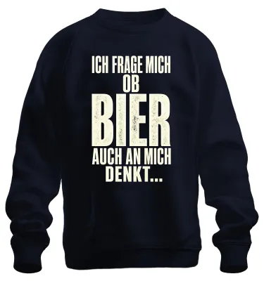 Immagine prodotto di Mi chiedo se anche la birra pensi a me. Divertente, alcol, maglietta o felpa per addio al celibato, blu navy, taglia 3XL