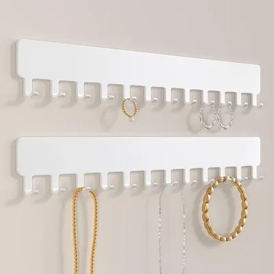 Produktbild von PolkaHome® Wandkettingopslag Sieradenopslag – Kettinghalter für Schmuck, 2 Stück, Weiß
