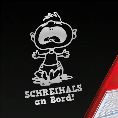 Produktbild von Auto Aufkleber Schreihals an Bord! Baby Kind Junge Mädchen 15x9 cm Silber Sticker Heckscheibenaufkleber