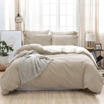 Immagine prodotto di Set da letto color albicocca 220x240 cm in cotone, 3 pezzi con cerniera