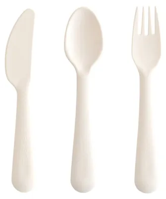 Produktbild von Mushie Besteckset für Kinder ab 6 Monaten, 3-teilig (Gabel, Messer, Löffel), Ivory, ca. 16 cm, Spülmaschinenfest