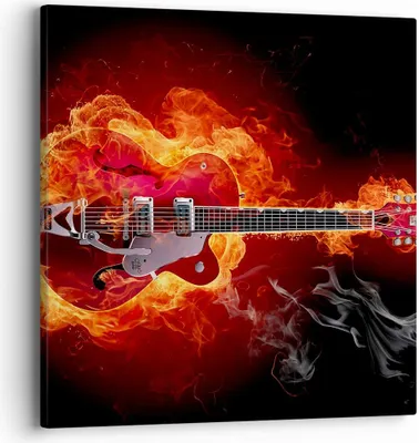 Produktbild von Bild auf Leinwand - Leinwandbild - Instrument Flammen Saiten - 40x40cm - Wand Bild - Wanddeko - Leinwanddruck - Bilder - Kunstdruck - Wanddekoration - Leinwand bilder - Wandkunst - AC40x40-0201