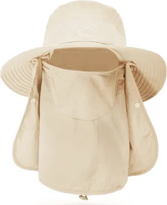 Produktbild von Fischerhut – für Männer und Frauen, Outdoor-UV-Sonnenschutzhut mit breiter Krempe, Gesichtsbedeckung und Nackenklappe