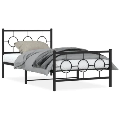 Zdjęcie produktu dla vidaXL Rama łóżka z wezgłowiem i podnóżkiem metalowa czarna 100x190 cm
