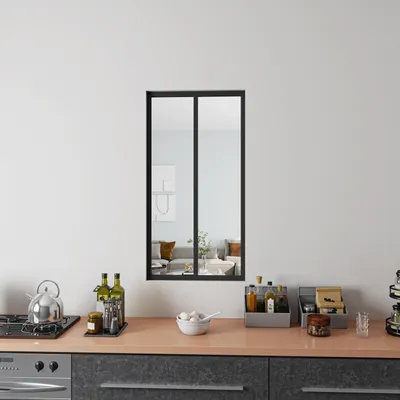 Produktbild von AICA Glaswand Ecklösung 63x108cm Glasfenster Innenfenster Zimmerfenster Schwarz
