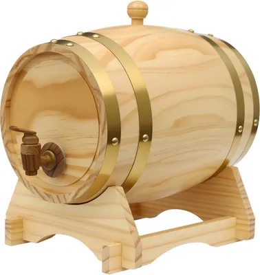 Produktbild von Wein- und Whiskyfass - Holzfass 5 L - Kiefernholz, traditionelle Optik, Holzauslaufhahn, zum Reifen von Wein und Spirituosen - Naturholz