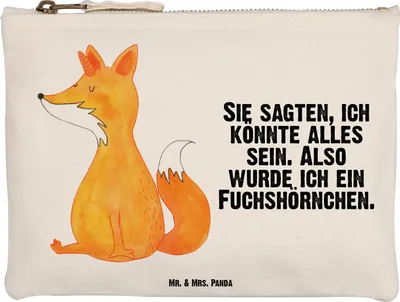 Produktbild von Mr. & Mrs. Panda Federtasche Einhorn Wunsch Größe M - Weiß - Geschenk, Unicorns, Einhörner, Schlampermäppchen, Mäppchen, Stoffbeutel, Füchse, Unicorn, Pouch, Fuchs