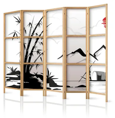 Produktbild von framed concept - Paravent Raumteiler aus Holz 225x172 cm, 5-teilig, einseitig, im orientalischen Stil