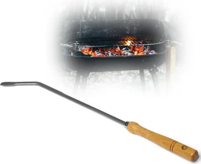 Produktbild von Stocheisen mit Holzgriff Schüreisen Schürhaken Glutkratzer Kaminzubehör Kaminbesteck Feuerhaken Aschenkratzer (1, Stocheisen)