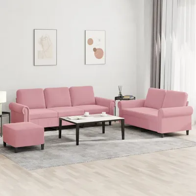 Obrázok produktu pre Maison Exclusive – 3-dielna sedacia súprava s vankúšmi z ružového zamatu