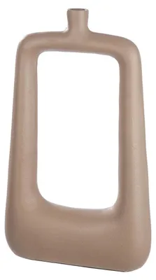 Aluminium-Vase rechteckig 41,5 cm beige-braun