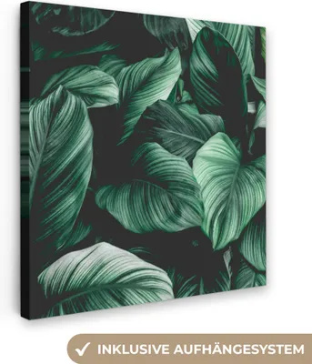 Produktbild von MuchoWow® - Leinwandbilder - Dschungel - Blätter - Tropisch - Pflanzen - Natur, Wandbild, Wanddeko Bilder Wohnzimmer, 20x20 cm