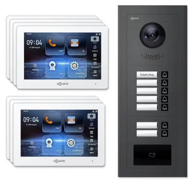 Produktbild von Goliath Premium IP GL-IPH715A Video-Türsprechanlage, 7 Familien, 7× 7 Zoll Weiß, Anthrazit, Unterputz
