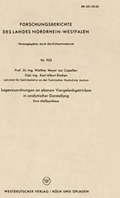 Obrázek produktu pro Lagenzuordnungen an ebenen Viergelenkgetrieben in analytischer Darstellung