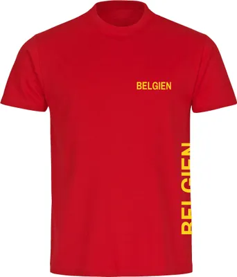 Produktbild von multifanshop Herren T-Shirt - Belgien - Brust & Seite, rot, Größe 5XL