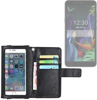 Produktbild von K-S-Trade Handy Hülle Schutz Hülle Kompatibel mit LG Electronics K20 Case mit Displayschutz / Schutzfolie Flip Cover Wallet case Etui Hülle schwarz