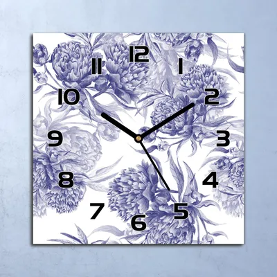 Produktbild von Wanduhr Echt-Glas-Küchenuhr Pfingstrosen lila Quarz Lautlos 30x30 Deko Bilder
