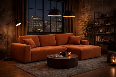 Produktbild von Kaiser Möbel Ecksofa mit Schlaffunktion und Bettkasten L-Form Ivo L, Cordstoff Poso, Kupfer, Rechts