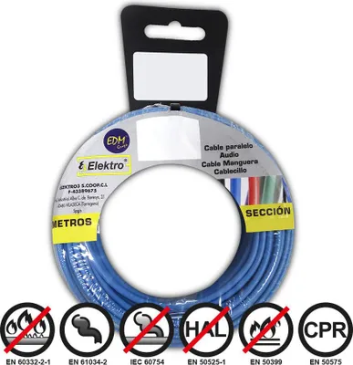 Image de Fil Flexible 2.5mm Bleu 5m Câble électrique Flexible Sans Halogène - Edm