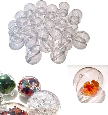 24 Acryl-Weihnachtskugeln, 6 cm, transparent, zum Befüllen