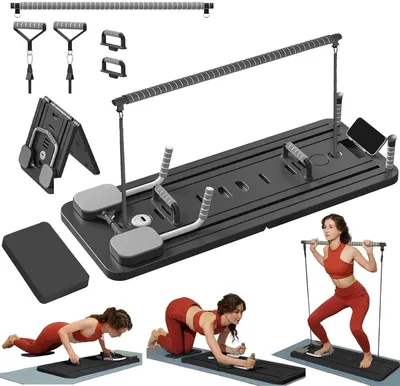 Produktbild von Pilates-Gerät – Fitnessgerät – Trainingsgerät für zu Hause – Klappbares Design – 106 cm Länge – Schwarz