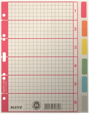 Produktbild von LEITZ Karton Register extrastark blanko A5 6-teilig grau