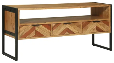 Image de Meuble TV Marron 100 x 35 x 50 cm Bois d'Acacia Massif
