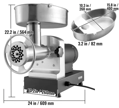 Produktbild von Fleischmühle – Elektrische Fleischmühle – Küchenmaschine – Wurstfüller – 1100W Motor – Edelstahl