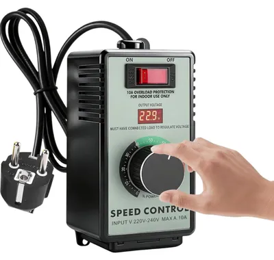 Image de Variateur de vitesse et de puissance 230 V, 4000 W avec voltmètre – réglage continu de la tension pour moteurs, ventilateurs et appareils de chauffage
