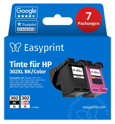 Immagine prodotto di NUOVO: Easyprint Cartucce d'inchiostro per HP 302XL, Multipack (BK/C/M/Y), 7 pezzi