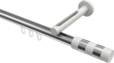 Produktbild von Interdeco Innenlaufstange / Gardinenstange mit Innenlauf Chrom / Weiß, Typ Siteno Mavell (Zylinder Bicolor), 20 mm Ø 1-läufig, 420 cm