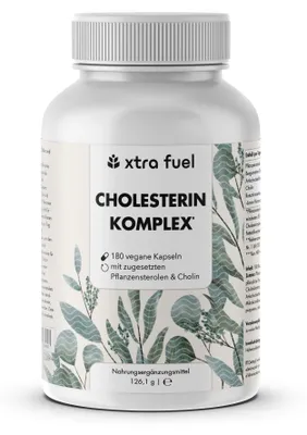 Produktbild von Cholesterin Komplex* - Nährstoffkomplex mit Pflanzensterolen, Bergamotte, Artischocke & Monacolin K – 1x Dose (180x Cholesterin Kapseln)