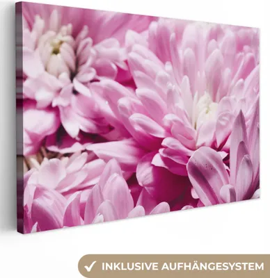 Produktbild von MuchoWow® - Leinwandbilder - Blumen - Rosa - Natur, Wandbild, Wanddeko Bilder Wohnzimmer, 90x60 cm