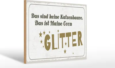 Produktbild von Holzschild Maine Coon Glitter, 40x30 cm, Holzschilder Spruch Glück Weisheit