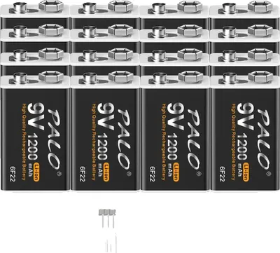 Obrázek produktu pro Lithium-iontová baterie, 9V dobíjecí, kapacita 1200mAh, 16 ks baterií