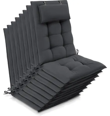 Produktbild von Beautissu 8er Set Sun-HL Hochlehner Auflage 120x50x8cm Anthrazit