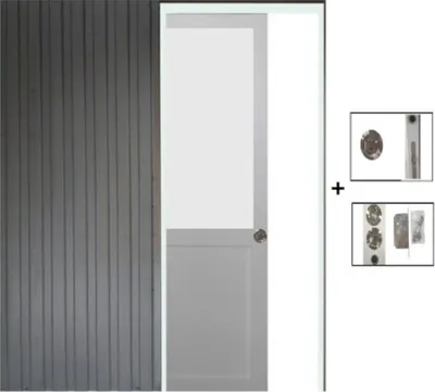 Image de Porte Coulissant Athena blanc H204 x L73 + Systeme a  Galandage, serrure (sans kit finition)