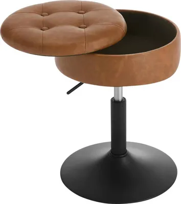 Produktbild von WOLTU Sitzhocker mit Stauraum, Barhocker drehbar, höhenverstellbar, Kunstleder : Braun 1 Farbe: Braun Stückzahl: 1