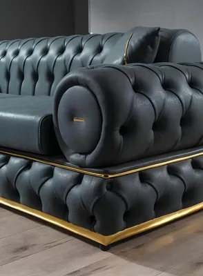 Zdjęcie produktu dla Zestaw Sofa 3+1 Osobowych Skórzane Fotele Luksusowe Chesterfield