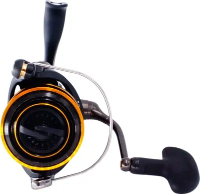 A fishing reel is shown against a white background.